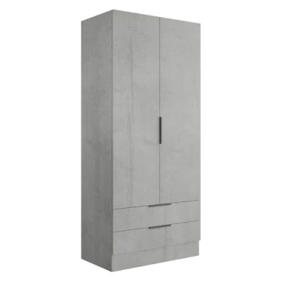 Immagine di Composad Armadio della Linea ESPRESSO con 2 Ante e Cassetti, Contenitore, Salvaspazio, per Camera da letto, Lavanderia, (LxAxP) 81,9x184,4x46,3 cm, Colore Grigio Cemento, Made in Italy