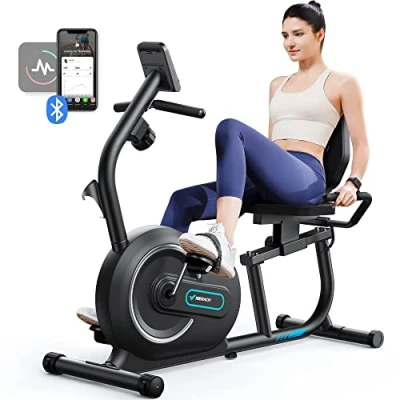 Immagine di MERACH Cyclette da Casa Magnetica, Recumbent Ergometro con 8 Livelli di Resistenza Regolabili, Display LCD e Sensori Frequenza Cardiaca, Ideale per Allenamento Riabilitativo, Capacità Massima 136kg