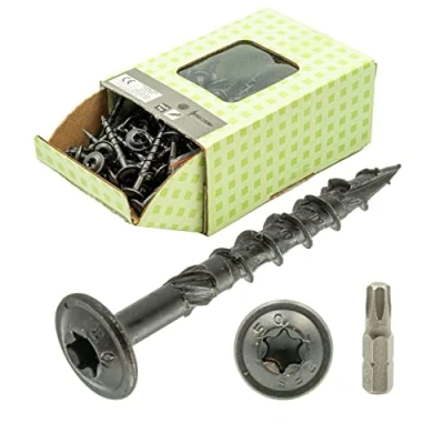 Immagine di viti a testa piatta, nere, 6 x 50 100 pezzi, con Torx, nere