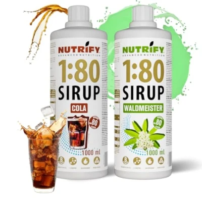 Immagine di NUTRIFY Vital Fitness Drink 1:80 Sciroppo 2 X 1 L Set Waldmeister &amp; Cola, bevande concentrate con vitamine e carnitina senza zucchero, 160 litri, bevanda sportiva a basso contenuto calorico,