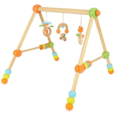 Immagine di Bieco gioco Trendy legno trapezoidale arco regolabile in con figure sonagli e palle, fin dalla nascita, multicolore, cassetta di sicurezza, ARTN 23000015