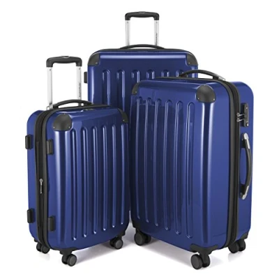Immagine di HAUPTSTADTKOFFER Alex Set di 3 valigie, TSA, Nero brillante, (S, M &amp; L), 235 litri, Colore Blu scuro