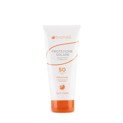 Immagine di Crema Protezione Solare alta spf 50 Bionell 200 ml Protegge dai raggi UVA E UVB per pelli molto sensibili con betacarotene vitamina