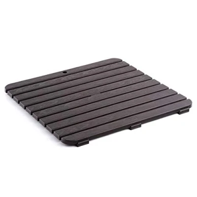 Immagine di TATAY Pedana Doccia Quadrata, In Polipropilene, Finitura Effetto Legno, Antiscivolo, Protezione Solare, Con Borchie Gomma, Misure 55 x cm, Marrone scuro