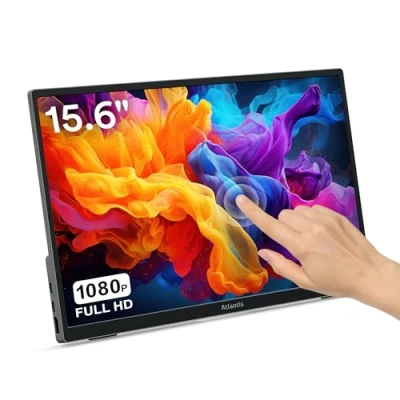 Immagine di Atlantis Monitor Portatile TouchScreen 16 Pollici, 1080P Full HD 1920x1080, HDMI/Type_C, Speaker 2x1W, Inclinazione Regolabile, display IPS, per Notebook/Console/ 170/170,Cavo HDMI 1,5m/Type_C, &lt; 1Kg.