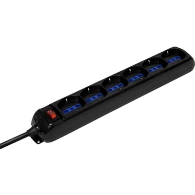Immagine di Multipresa Elettrica Salvaspazio BRENNENSTUHL Eco Line 1155429 Ciabatta con Interruttore e 6 Prese Universali (IT10/16A DE 16A) da Scrivania per la Casa o l&#039;Ufficio Cavo 1,4 m