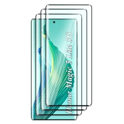 Immagine di FWKDWHPH 3 Pezzi Vetro Temperato per Honor Magic 5 Lite 5G,3D Full Coverage,Durezza 9H,Anti Graffio,Senza Bolle,HD Pellicola Protettiva
