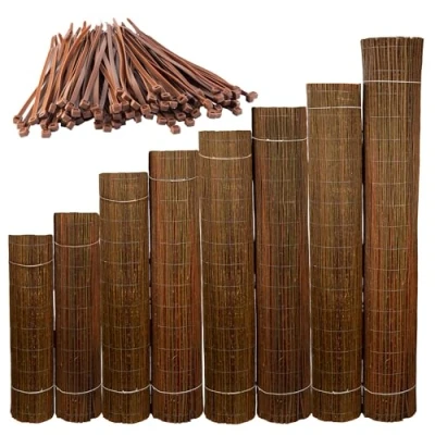 Immagine di Vimini Naturale Recinzione in 100 x 500 cm Balcone Pannello Canne Arella per Gardini o Terazze Frangisole