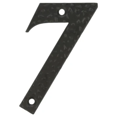 Immagine di Amig Numero Per case o portali # 7 100 x 65 mm pareti esterne di abitazioni Acciaio Finitura in nero epossidico Stile forgiato Include tasselli e tirafondi
