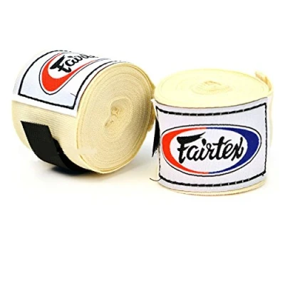 Immagine di Fairtex!! HW2 Fascia da boxe in cotone, 4,5 m, colore: Panna