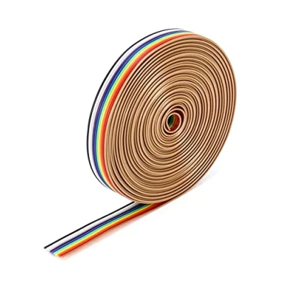 Immagine di QWORK® Cavo a Nastro Piatto 10 Pin 1,27 mm Passo Cavi Breadbord Arcobaleno per Connettore da 2,54 mm, 6M