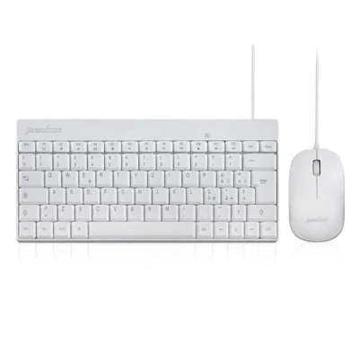 Immagine di Perixx PERIDUO 212 Set Mouse e Mini Tastiera USB Cablata ‎per Windows, Tasti Scelta Rapida Multimediali, Layout Italiano QWERTY, Bianco