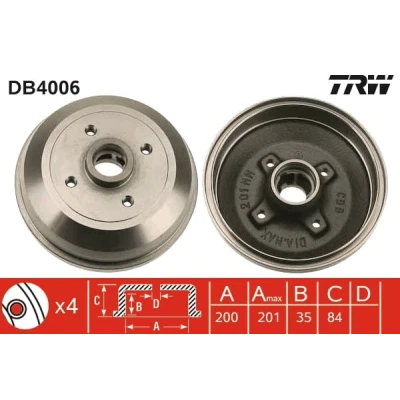 Immagine di TRW DB4006 Freni a Tamburo 227,5 OPEL: Corsa B Hatchback, Tigra Coupe