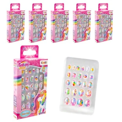 Immagine di CRAZE Unghie finte per bambine di Galupy Unicorn, confezione da 6 buste con 24 unità diverse dimensioni