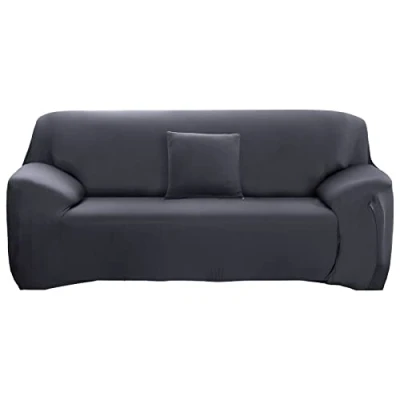 Immagine di ele ELEOPTION Copridivano, Copridivano Elasticizzato, in Poliestere, Morbido Antiscivolo Tessuto Spandex, Grigio, 3 Posto (Lunghezza Divano 170 220cm)