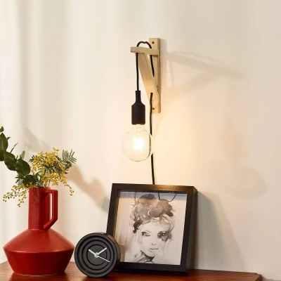 Immagine di Lucide Fix applique in legno, portalampada nero