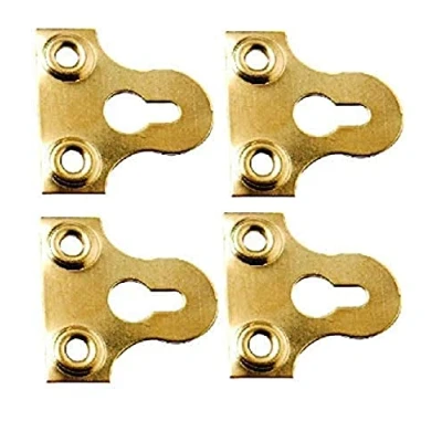 Immagine di Bulk Hardware BH02265 Placchetta con Feritoie per Vetro, Finitura Anodizzata Ottone, 32 mm, Bianco, Set di 4