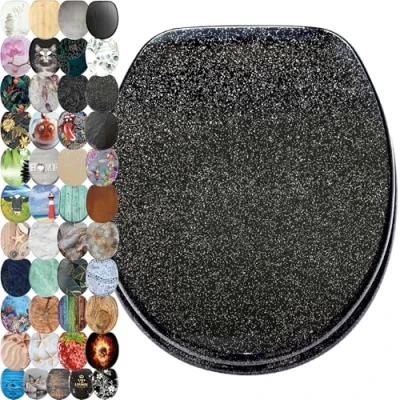 Immagine di Sanilo Sedile WC, grande scelta di copriwater scintillanti da legno robusto e alta qualità (Nero scintillante)