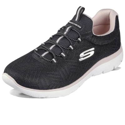 Immagine di Skechers Summits Artistry Chic, Scarpe da Ginnastica Donna, Bordo in Rete Nera Rosa Chiaro, 43 EU