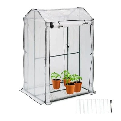 Immagine di Relaxdays Serra da Balcone e Giardino, con 4 Ripiani, 150 x 100 80 cm, in PVC, Telaio Acciaio, Trasparente Verde