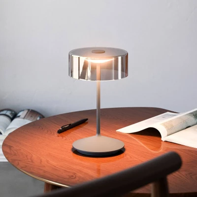 Immagine di Sigor Numotion Lampada da tavolo ricaricabile a LED, grafite, vetro, IP54, dimmerabile