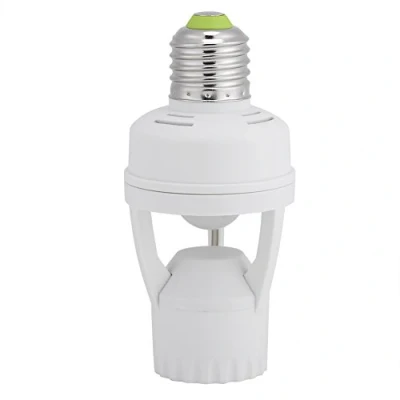 Immagine di E27 Vite Portalampada LED PIR Infrarossi Sensore di movimento Lampada Presa interruttore con pulsante regolabile Rilevazione a 360 gradi per bagno, scale, porta d&#039;ingresso, garage