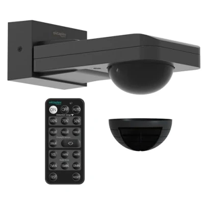 Immagine di Oktaplex Tea Rilevatore di movimento esterno antracite 360 gradi con telecomando sensore a infrarossi 9 m portata 230 V IP65 per soffitto e parete