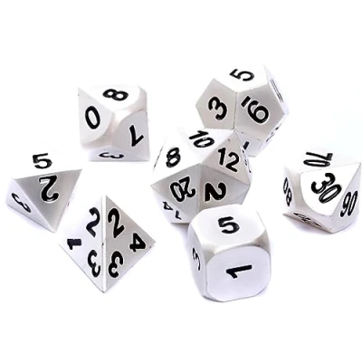 Immagine di REBEL Set di dadi RPG Metallo Argento opaco