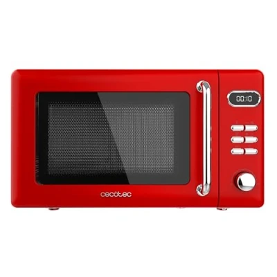 Immagine di Cecotec Forno a Microonde digitale con griglia da 20 litri Proclean 5110 Retro Red, 700 W in 5 livelli, timer fino 60 minuti, 8 programmi e modalità sbrinamento, design vintage rosso