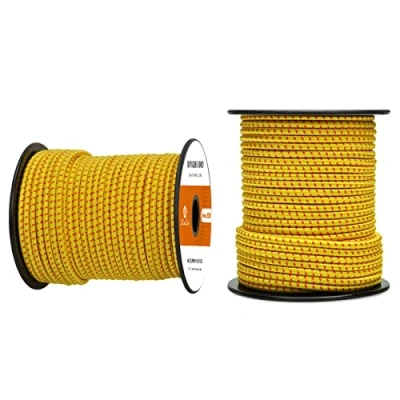 Immagine di Abma Cord Corda Elastica 4mm 30M di Gomma Cavo Elastico Marino per Teloni, Tende e Bagagli Giallo Rosso