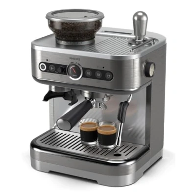 Immagine di Macchina per Espresso Philips Barista Brew Guida Intuitiva. Pressino Calibrato. Design Elegante. Contenitore Chicchi 250 g. Semi Automatica. Metallo Argento (PSA3218/01)