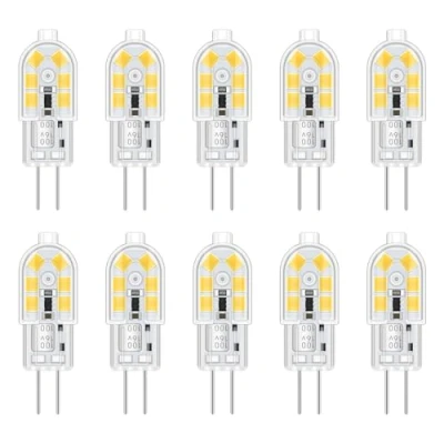 Immagine di Akynite Lampadina G4 LED 12V 2W Luce Fredda 6000K per Cappa Cucina, 200LM, Equivalente a Alogena 10W 20W, Bi pin AC DC Camper/Specchio Bagno, non dimmerabile, set di 10