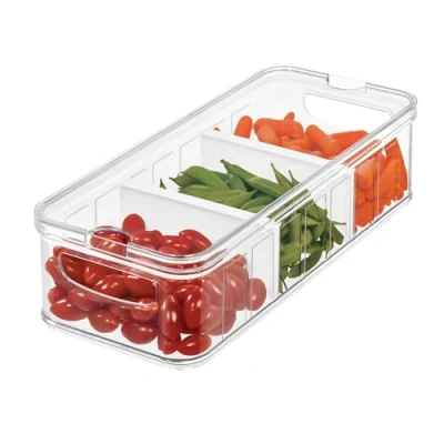 Immagine di iDesign scatola frigo, grande portaoggetti in plastica senza BPA, sistema di archiviazione per cucina o ufficio, trasparente, 38,1 x 16,5 9,5 cm