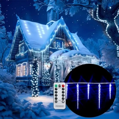 Immagine di Monzana Cascata Luminosa Ghiaccioli a LED di Natale 40 Lampade 8 Modalità Telecomando Timer IP44