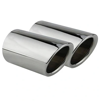 Immagine di L&amp;P A290 2 Terminali di Scarico in acciaio inox lucidato a specchio e cromato, pronti all&#039;uso