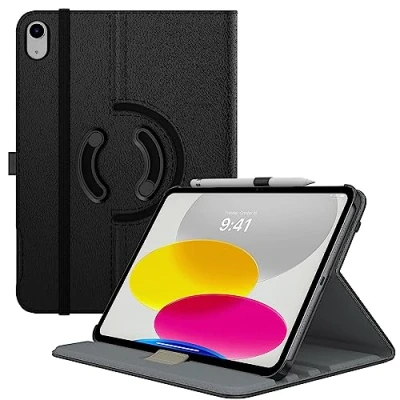 Immagine di TiMOVO Custodia Compatibile con iPad 10a Generazione 10,9&quot; 2022, Rotazione a 90 Gradi Smart Cover Portapenne per Gen, Funzione di Auto Sveglia e Sonno, Nero
