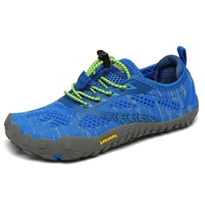 Immagine di SAGUARO Scarpe Barfoot Minimaliste Bambini Ragazzi Ragazze Antiscivolo Multisport per Trail Running/Corsa/Trekking/Palestra/Spiaggia/Scoglio/Immersione/Acqua, Blu, 32 EU