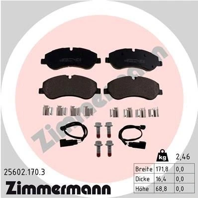 Immagine di ZIMMERMANN 25602.170.3 Kit pastiglie freno FORD: Transit V363 Van, Custom V362 Tourneo Bus