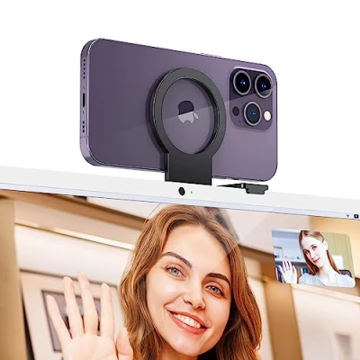 Immagine di PROfezzion Supporto Telecamera di Continuità per Webcam Mag Safe iMac 2017 e successivi, Pro 2017, Studio Display, Display XDR, iPhone 16 Plus Max 15 14 13 12 &amp; Case