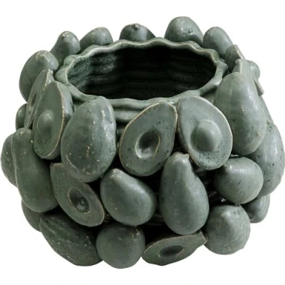 Immagine di Kare vaso di design avocado, verde, dipinto a mano, unico, piccolo, decorativo, da tavolo, per fiori, scaffali, accessori, 23 x 32 cm (altezza larghezza profondità)