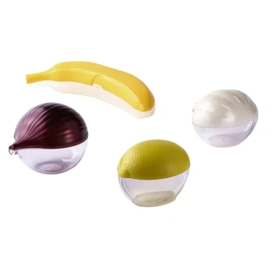 Immagine di Snips, Set 4 Contenitori Frigo Salva Freschezza, per Alimenti, Limone, Cipolla, Aglio e Banana, Made in Italy, Bpa Free