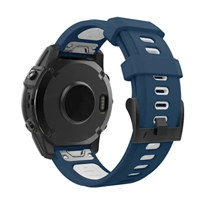Immagine di MoKo Cinturino Compatibile con Garmin Fenix 7/7 Pro/6/6 Pro/5/5 Plus/Instinct Solar/Instinct 2/Forerunner 965/955, Quick Fit 22mm di Ricambio in Silicone Morbido Bicolore, Blu/Bianco