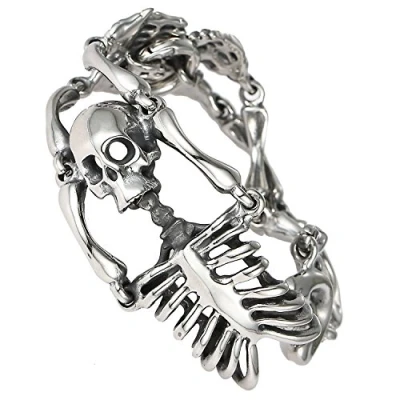 Immagine di DonDon Bracciale da uomo in Acciaio inox, stile gotico e inossidabile, colore: Scheletro, cod. E17_us