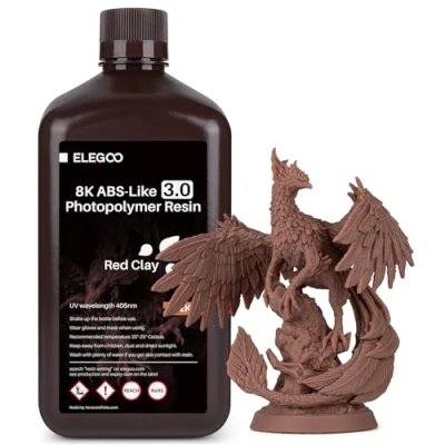 Immagine di ELEGOO Resina ABS Like 3.0, LCD UV Rapida Alta Precisione, Non Brittle, Migliorata Forza e Durezza per LCD/DLP Stampante 3D Fotopolimerica, Argilla Rossa 2000G