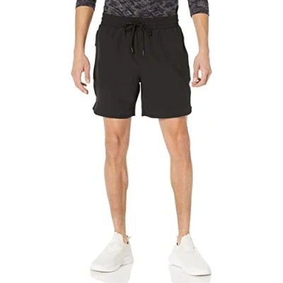 Immagine di Amazon Essentials Pantaloncini in Tessuto Elasticizzato Active Stretch Uomo, Nero, XS