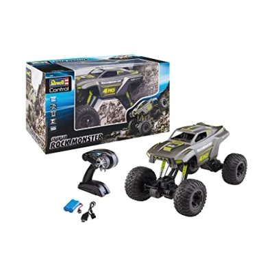 Immagine di Revell Control 24462 Monster Rock cingolato RC, Telecomando da 2,4 GHz, Carrello di atterraggio proporzionale, Regolabile in Altezza, Auto con Destro e Sinistro, 43 cm