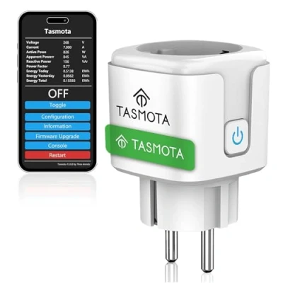 Immagine di GreenSun Tasmota presa con contatore di corrente, Smart WLAN per la misurazione del consumo energetico, ESP8285 Google Home Assistant, Apple Home, MQTT, Domoticz, ioBroker, Alexa, 16A, 2.4GHz
