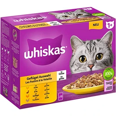 Immagine di Whiskas 1+ buste 48 x 85 g Alimento umido per gatti Selezione Carni Bianche in Gelatina
