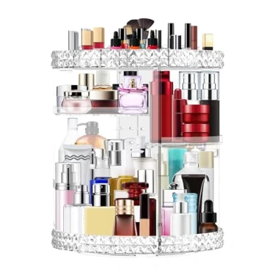 Immagine di Owelth Porta Trucchi Rotante a 360, Organizer Multifunzione, Make Up Trucco Creme Ripiani Regolabili, Adatto Crema Profumo Pennelli per Il Eyeliner
