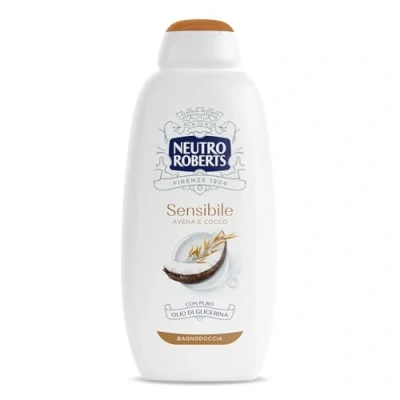 Immagine di Neutro Roberts Bagnoschiuma Corpo Sensibile con Avena e Cocco, Ideale Per Pelli Sensibili, Ingredienti di Origine Naturale, Senza Sapone, Dermatologicamente Testato, Flacone da 600 ml